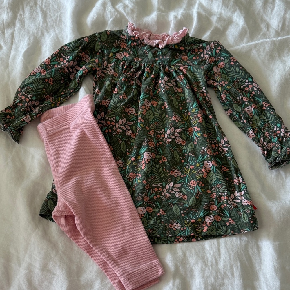 Magnetic Me Green Floral and Pink Pajama Set